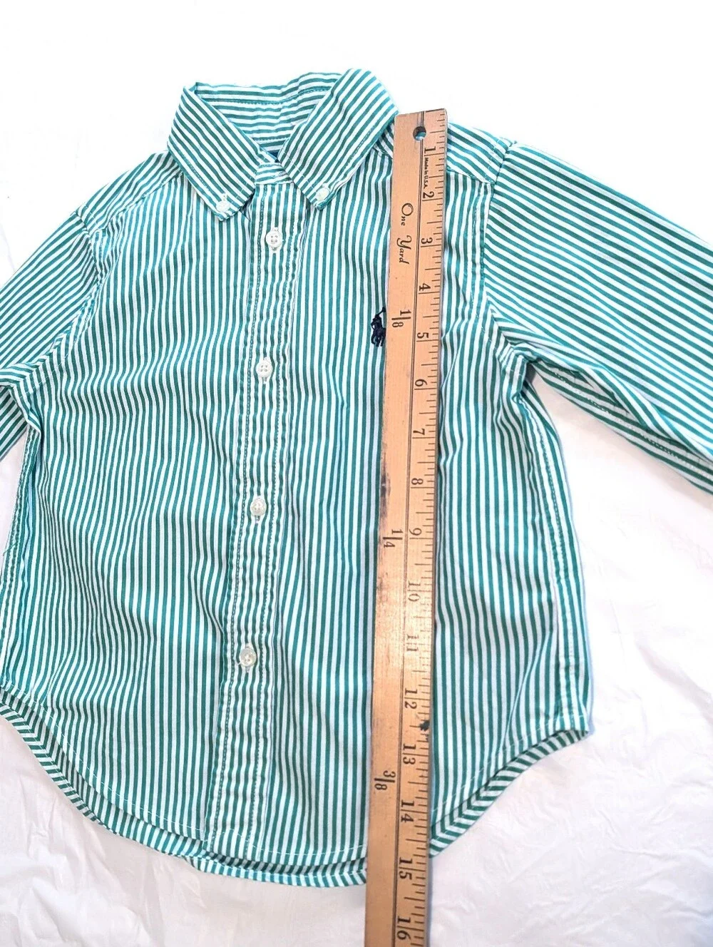 Ralph Lauren Toddler Green Striped Button Down Shirt 2 / 2T Preppy Classic